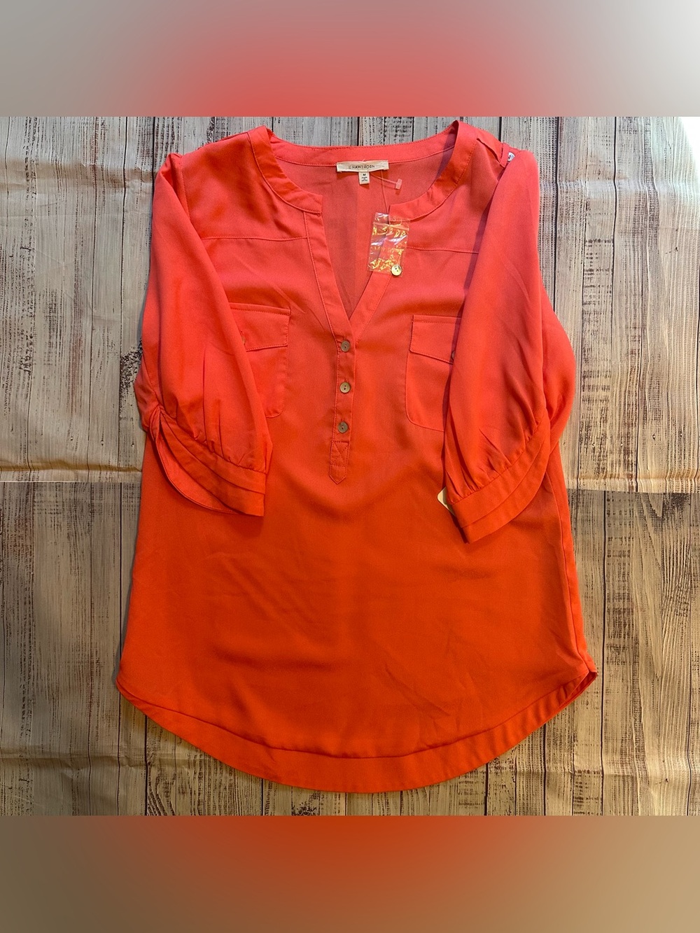 41 Hawthorn Stitch Fix Fillbert Coral Popover Blouse Medium NWT
